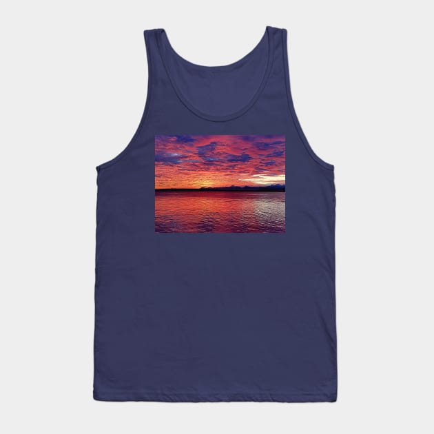 Red and Purple Pacific Northwest Sunset from the Edmonds Ferry Tank Top by SeaChangeDesign